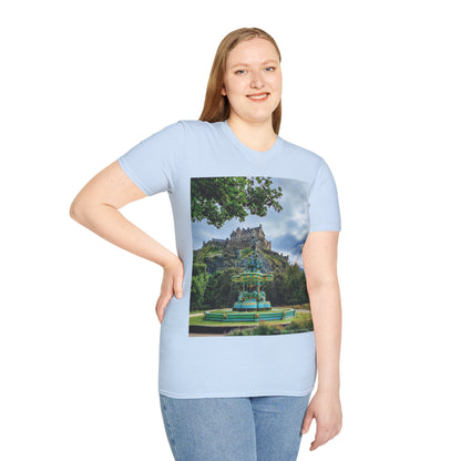 Ross Fountain & Edinburgh Castle Photo Softstyle T-Shirt, Unisex Tee, Various Colours