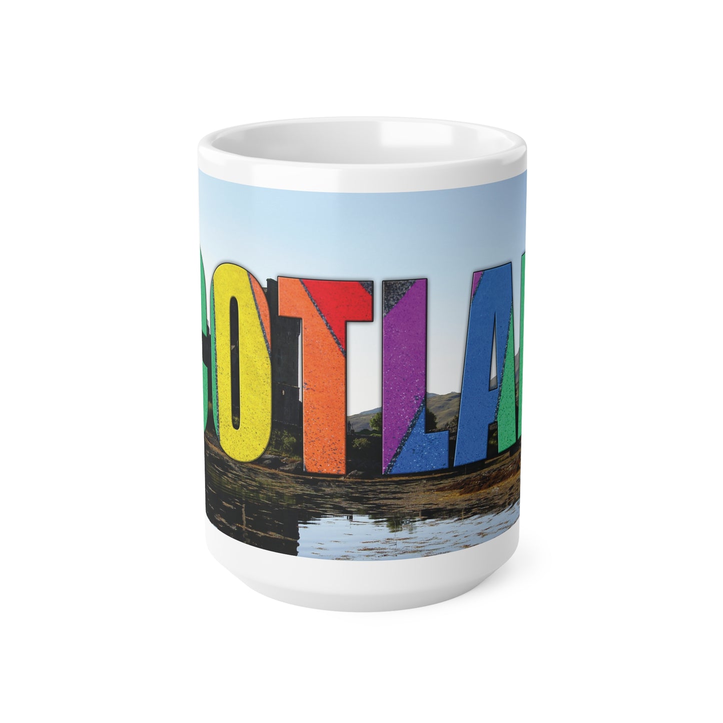 Scotland Lettering Pride Road Photo Mug, White