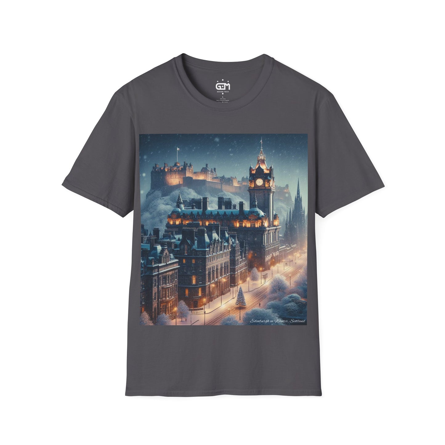 Edinburgh in Winter Softstyle T-Shirt, Unisex Tee, Scotland Shirt, Scottish Landmark, Nature, Scenery, Various Colours