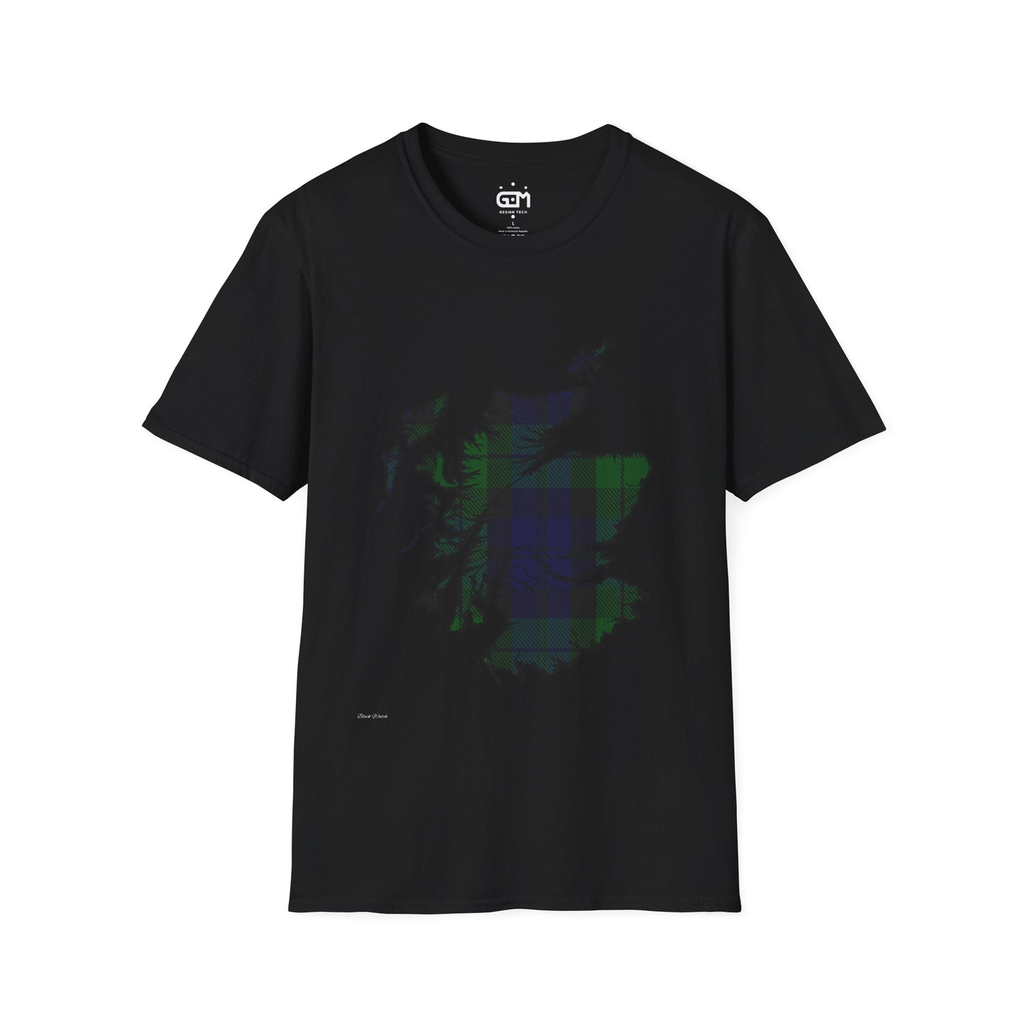 Scotland Tartan Map Softstyle Unisex T-Shirt - Black Watch Tartan Tee