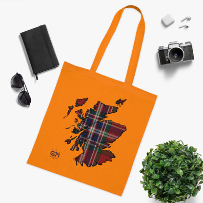 Reversible Scotland Tartan Map Cotton Tote Bag - MacFarlane Tartan