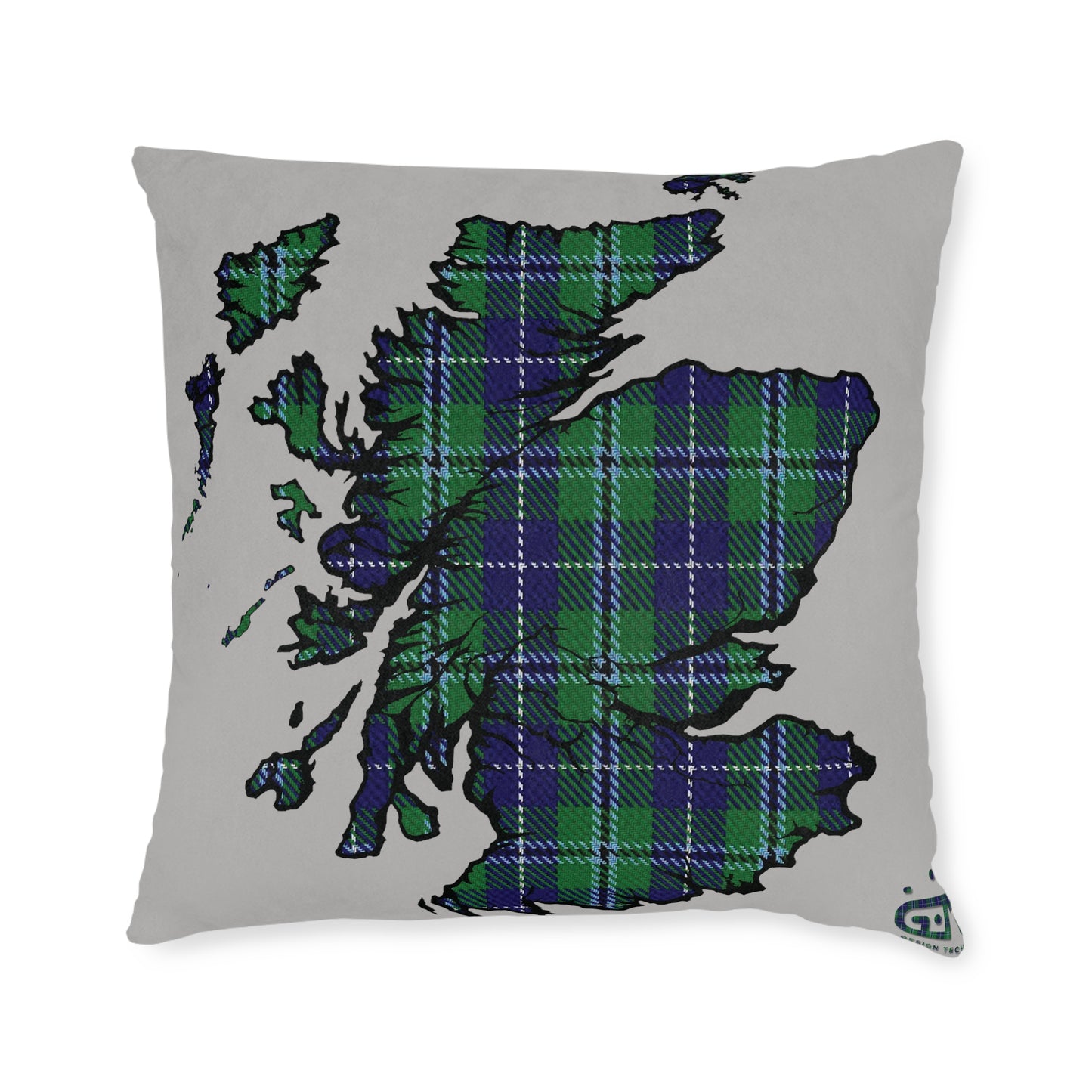 Reversible Square Cushion : Stag / Scotland Map - Douglas Tartan, Various Sizes