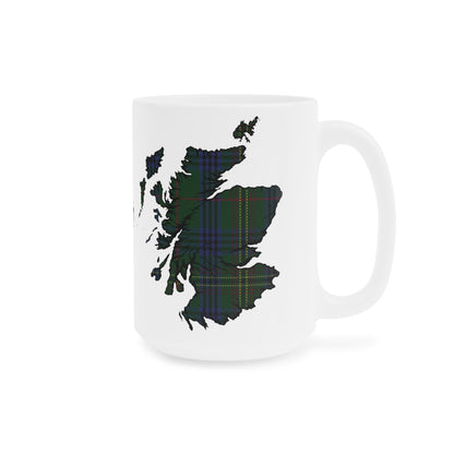 Scotland Tartan Map Mug - Kennedy Tartan, Various Sizes