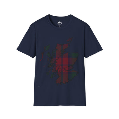 Scotland Tartan Map Softstyle Unisex T-Shirt, Lindsay Tartan, Various Colours