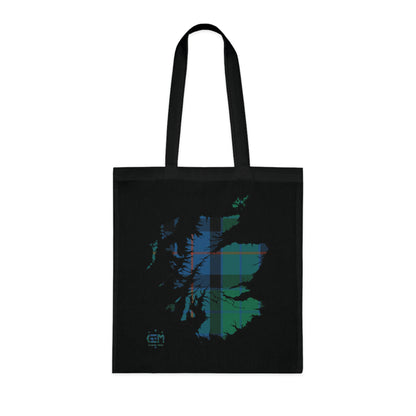 Reversible Scotland Tartan Map Cotton Tote Bag - Flower of Scotland Tartan