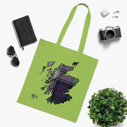 Reversible Scotland Tartan Map Cotton Tote Bag - Argyle Dress Tartan