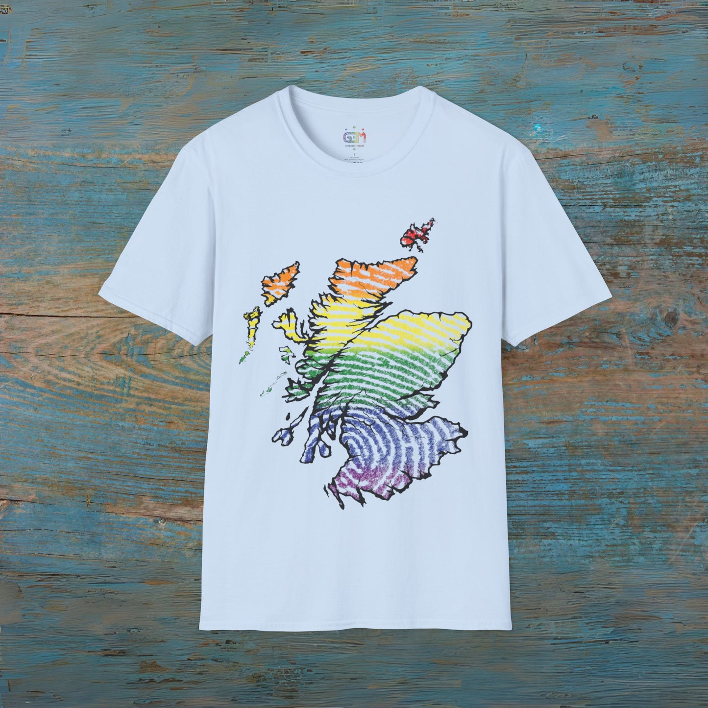 Pride Fingerprint Scotland Map Unisex T-Shirt, Various Colours