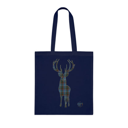 Reversible Scotland Tartan Stag Cotton Tote Bag - Anderson Old Tartan