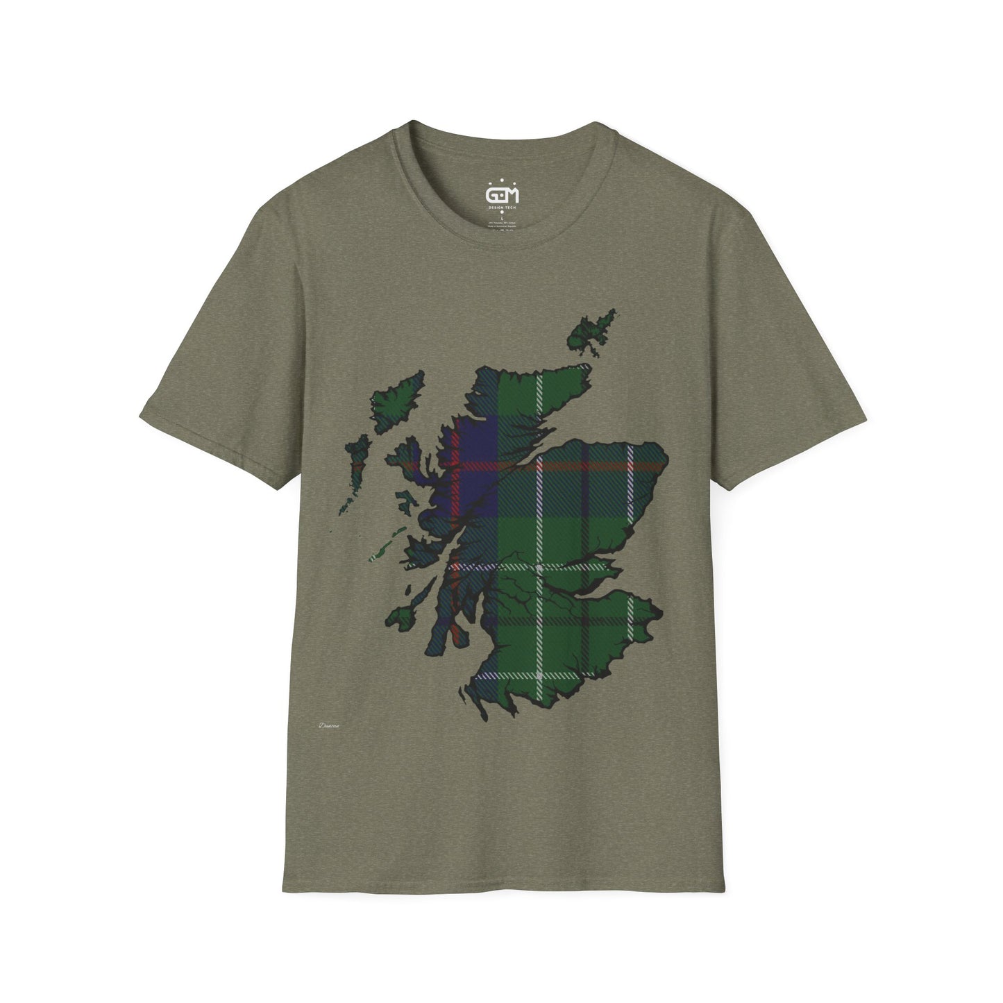 Scotland Tartan Map Softstyle Unisex T-Shirt, Duncan Tartan, Various Colours