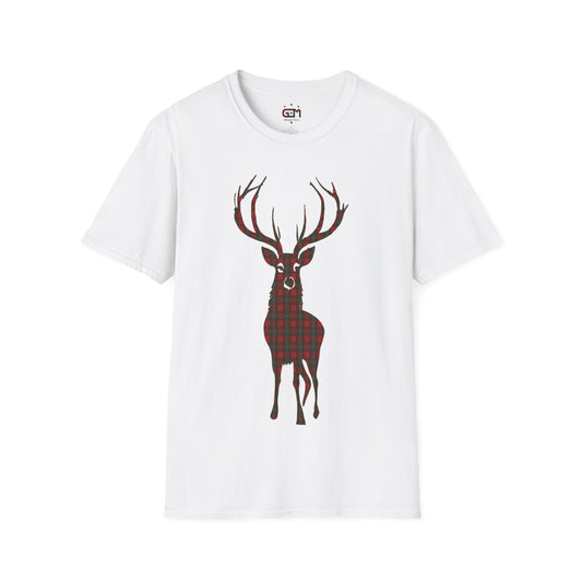 Tartan Stag Softstyle T-Shirt - MacGregor Tartan, Unisex Tee, Scottish Scenery, Various Colours