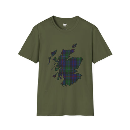 Scotland Tartan Map Softstyle Unisex T-Shirt - Argyle Tartan Tee