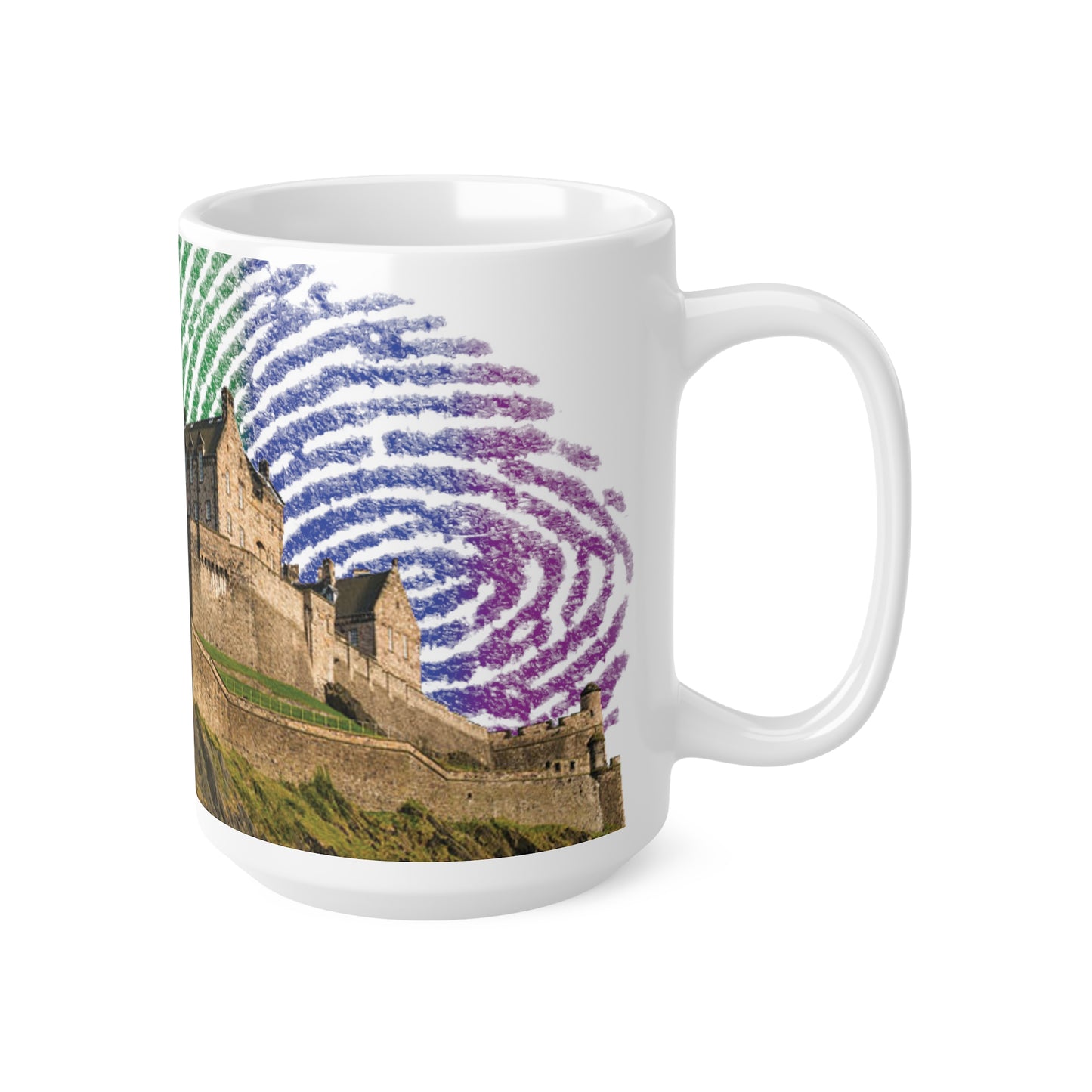 Edinburgh Castle Pride Fingerprint Sky Photo Mug, White