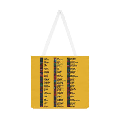 Scotland Map of Clans Tartan Shoulder Tote Bag, Yellow