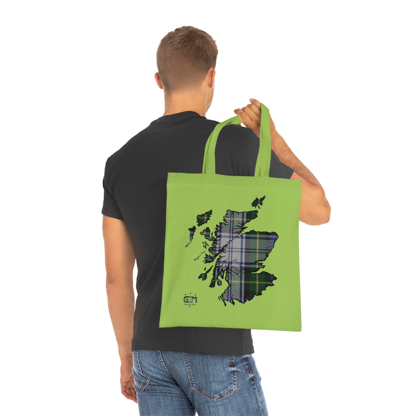 Reversible Scotland Tartan Map Cotton Tote Bag - Gordon Dress Tartan