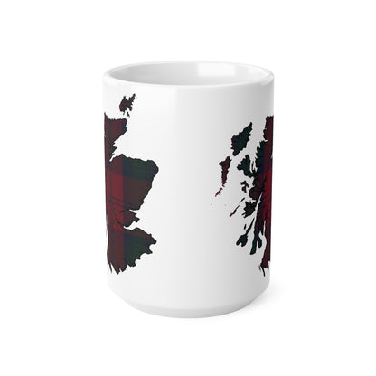 Lindsay Tartan Scotland Map Mug, Coffee Cup, Tea Cup, Scotland, White