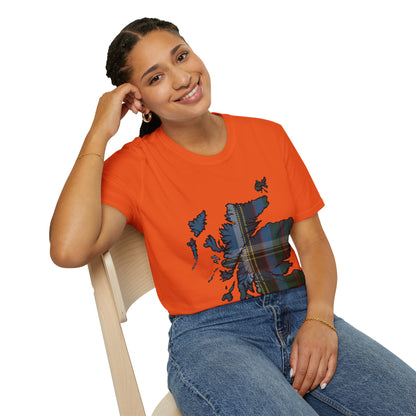 Scotland Tartan Map Softstyle Unisex T-Shirt, Anderson Old Tartan, Various Colours