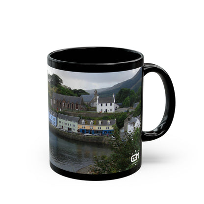 Portree Isle of Skye Photo Mug, Scotland Mug, Tea Cup, Coffee Cup, Scottish Landmark, Coloured Buildings, Nature, Scenery, Black