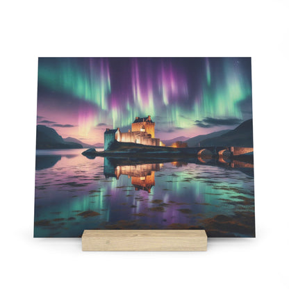 Eilean Donan Castle Northern Lights Gallery Stand, Oak Picture Stand, Scotland Art, Scenery, Landmarks, Various Sizes