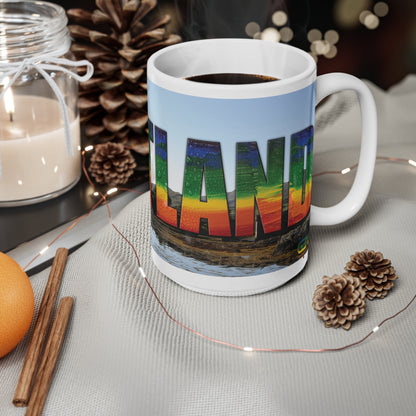 Scotland Lettering Pride Rain Photo Mug, White