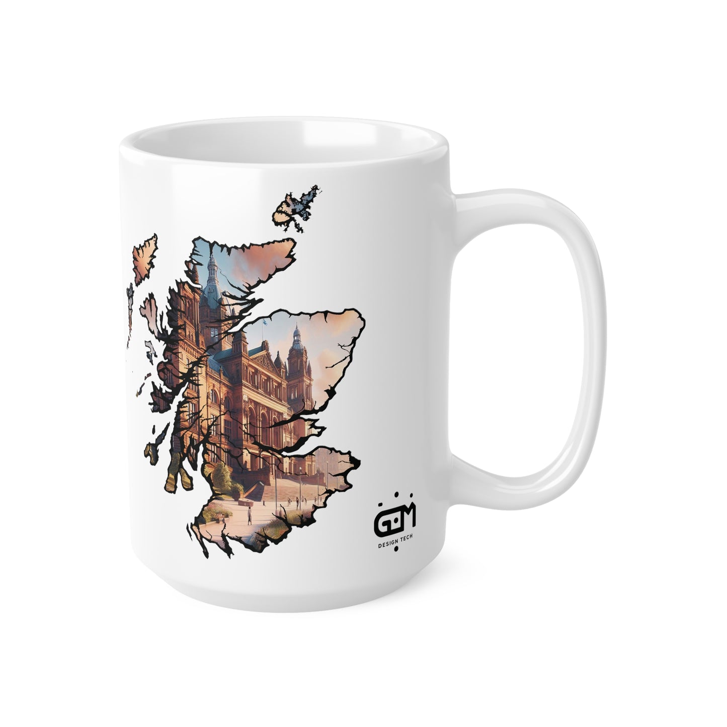 Glasgow Kelvingrove Art Gallery Scotland Map Mug, Coffee Cup, Tea Cup, Scottish Art, Scottish Landmark, Scenery, Nature, White