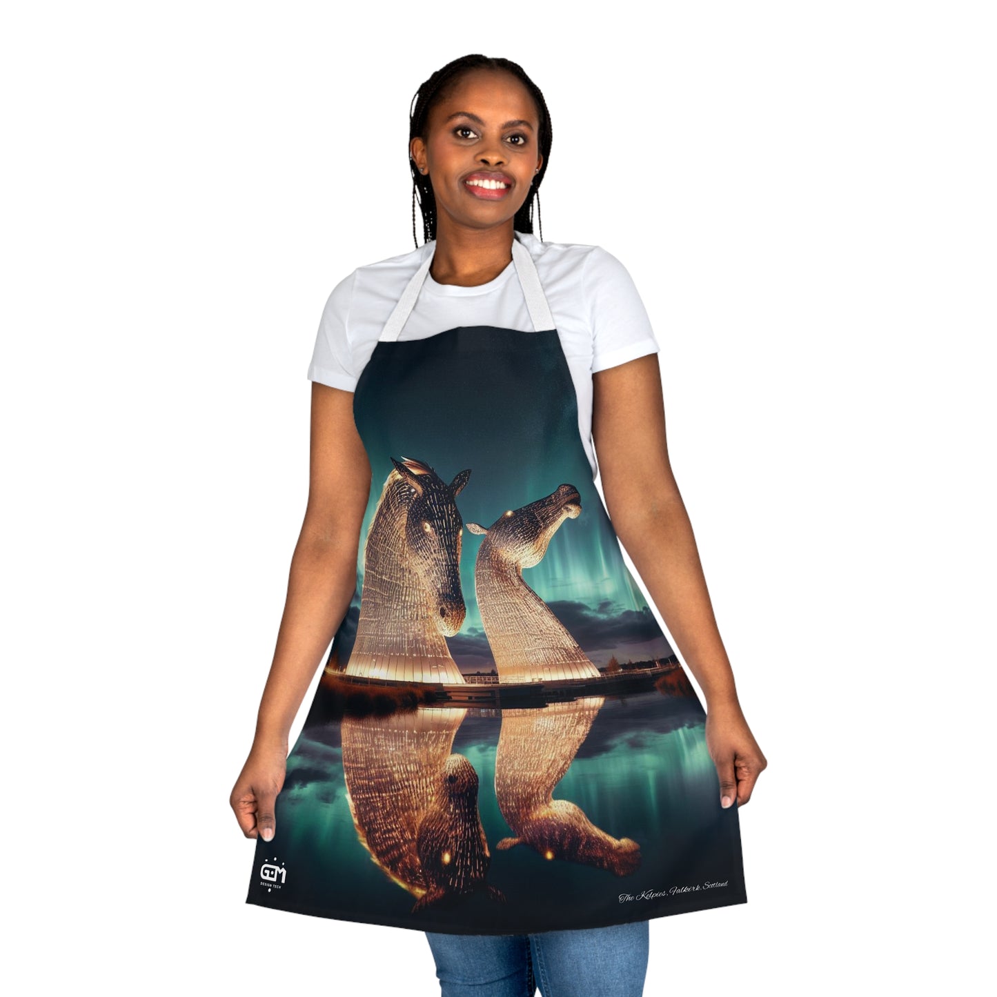 Kelpies Northern Lights Apron, Scottish Art, Scottish Landmarks, Scottish Nature, Cooking Apparel, Chef Accessory