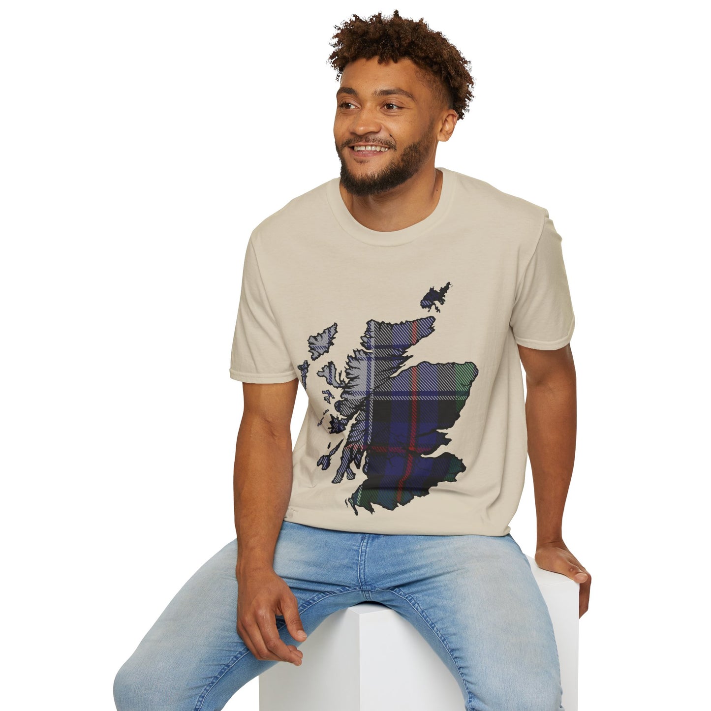 Scotland Tartan Map Softstyle Unisex T-Shirt, Argyle Dress Tartan, Various Colours