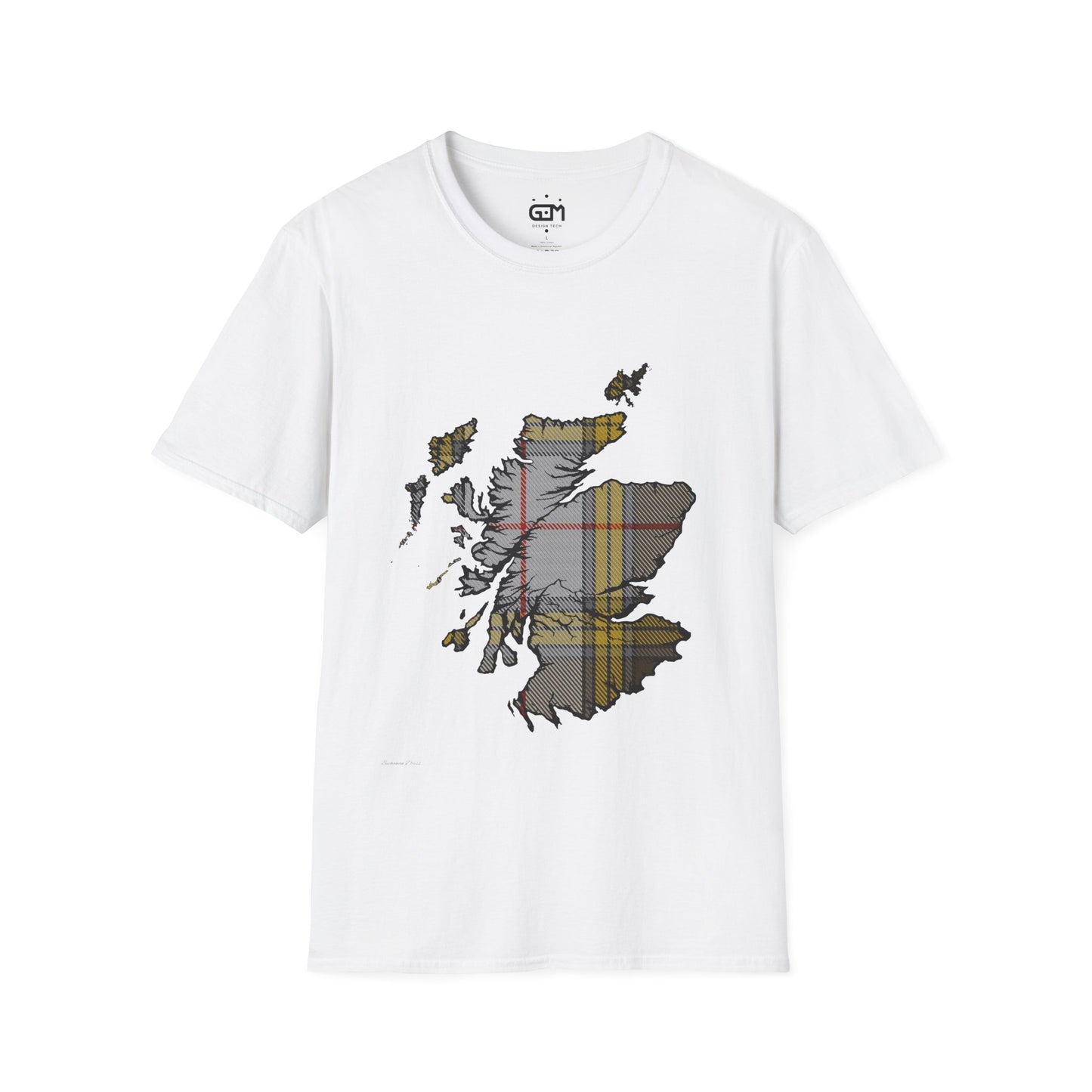 Scotland Tartan Map Softstyle Unisex T-Shirt - Buchanan Dress Tartan Tee