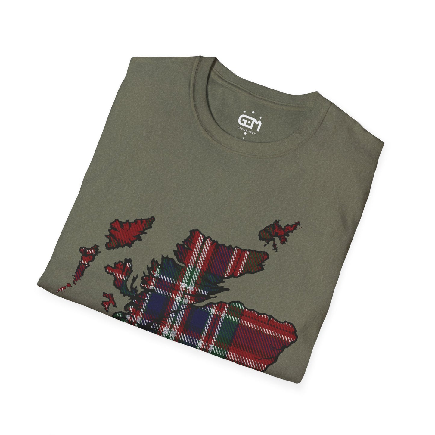 Scotland Tartan Map Softstyle Unisex T-Shirt, MacFarlane Tartan, Various Colours