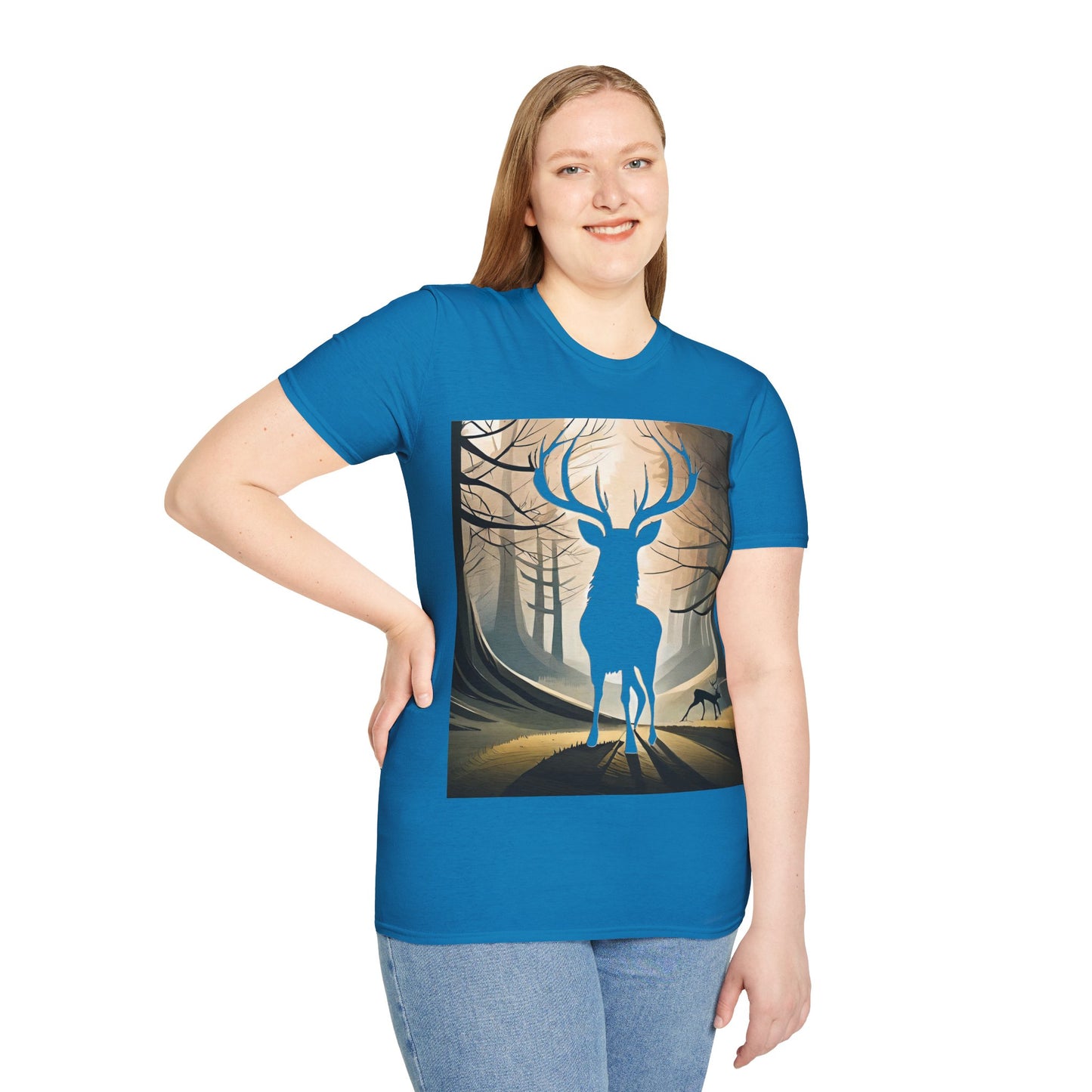 Stag Silhouette Softstyle T-Shirt, Unisex Tee, Scottish Scenery, Various Colours