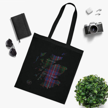 Reversible Scotland Tartan Map Cotton Tote Bag - Rankin Tartan