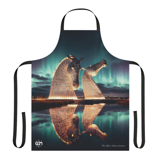 Kelpies Northern Lights Apron, Scottish Art, Scottish Landmarks, Scottish Nature, Cooking Apparel, Chef Accessory