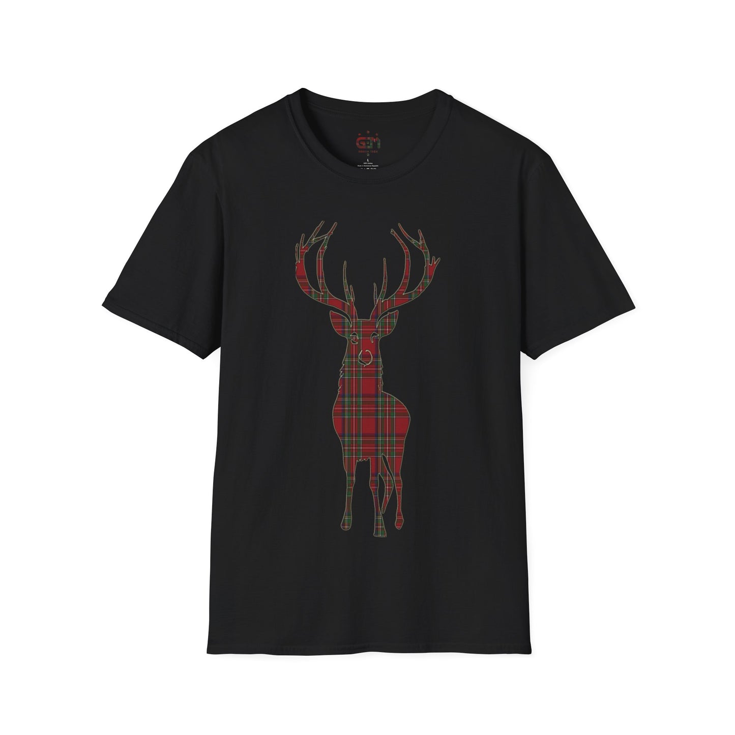 Tartan Stag Softstyle T-Shirt - Stewart Royal Tartan, Unisex Tee, Scottish Scenery, Various Colours