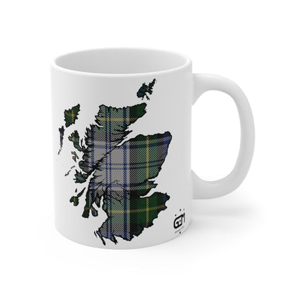 Scotland Map Mug 11oz, Gordon Dress Tartan