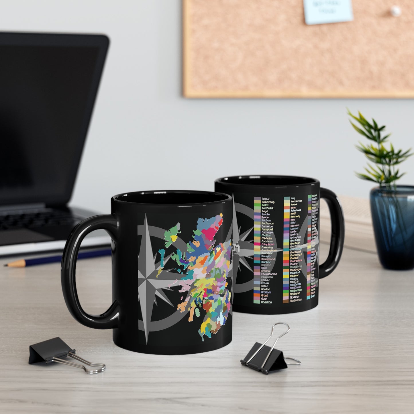 Carte des clans d'Écosse Art Mug, tasse à café, tasse à thé, noir