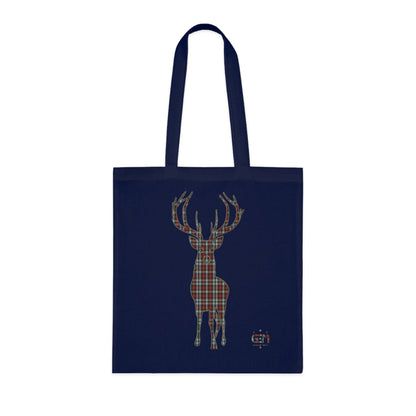 Reversible Scotland Tartan Stag Cotton Tote Bag - Stewart Tartan