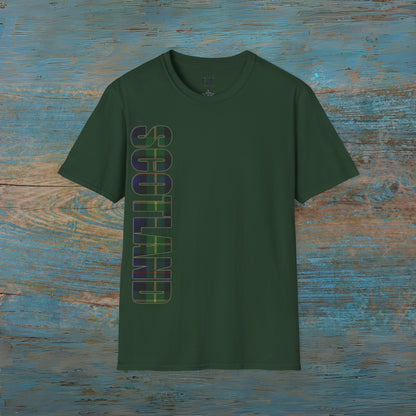 Scotland Lettering Farquharson Tartan Softstyle T-Shirt, Unisex Tee, Various Colours