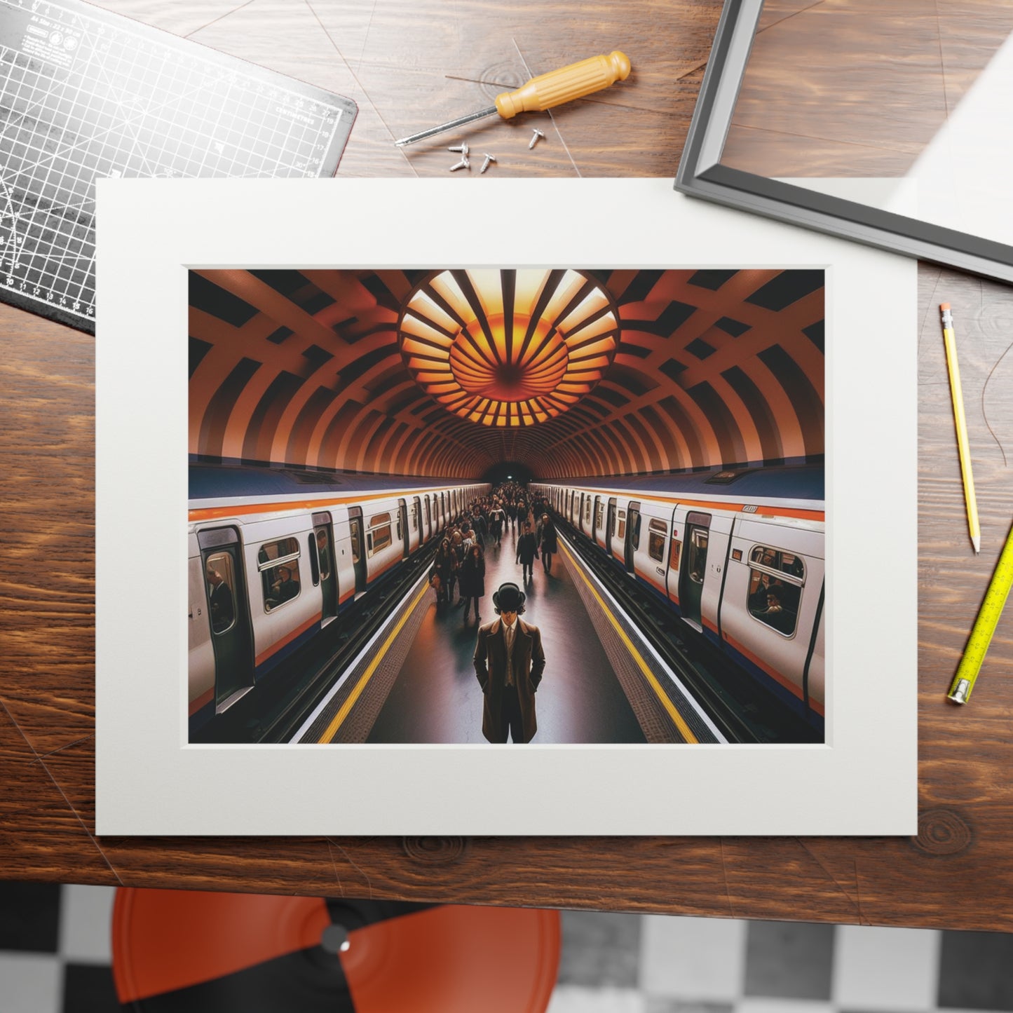 Glasgow's Clockwork Orange Fine Art Print, Scotland Art, Paper Frame, Various Sizes, Horizontal