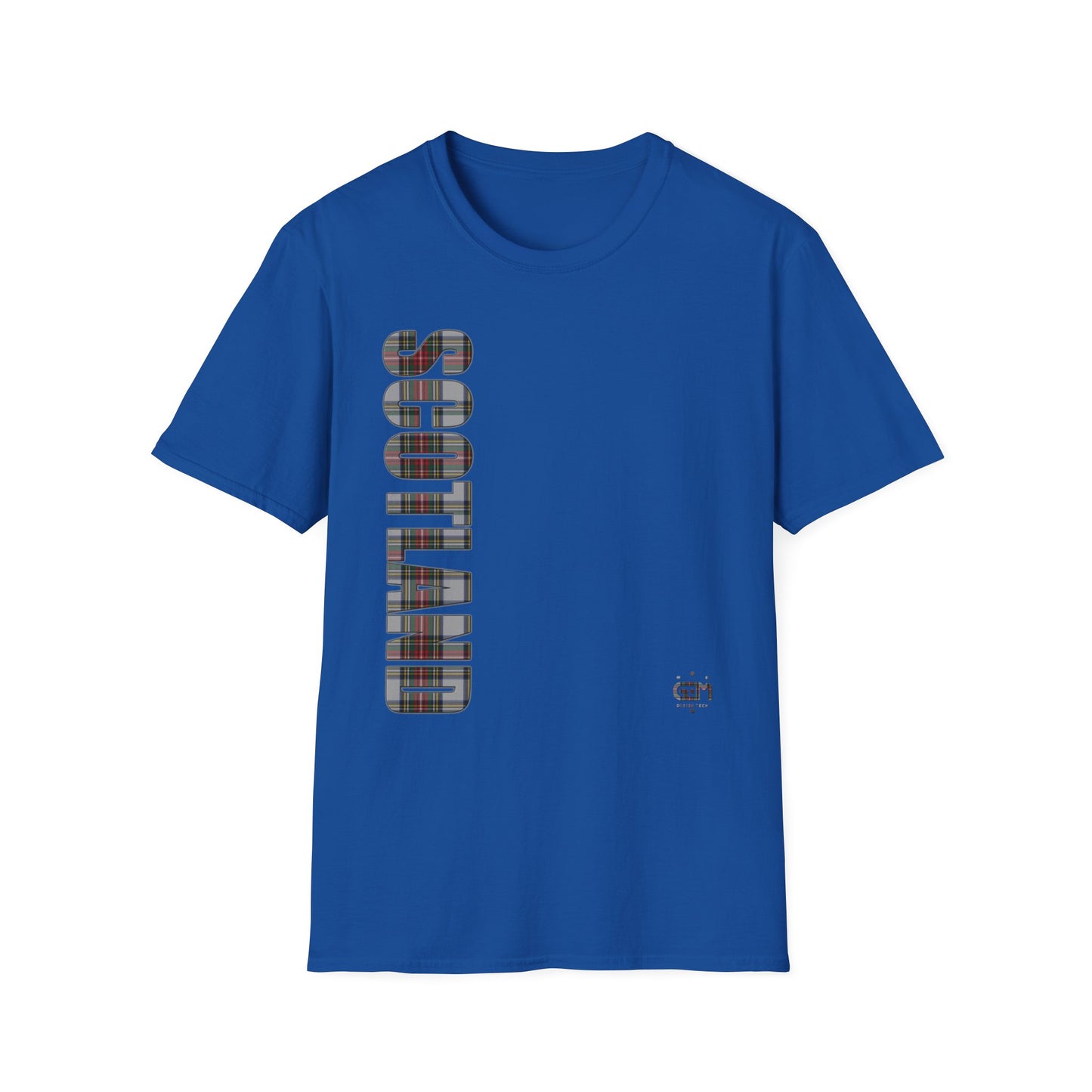 Tartan Scotland Lettering Softstyle Unisex T-Shirt, Stewart Dress Tartan Tee