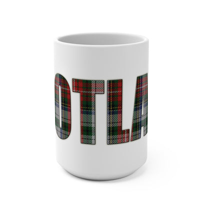 Scotland Lettering Tartan Mug 15oz, Stewart Tartan