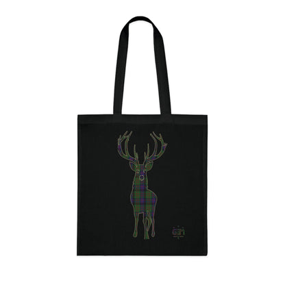 Reversible Scotland Tartan Stag Cotton Tote Bag - MacDonald Tartan