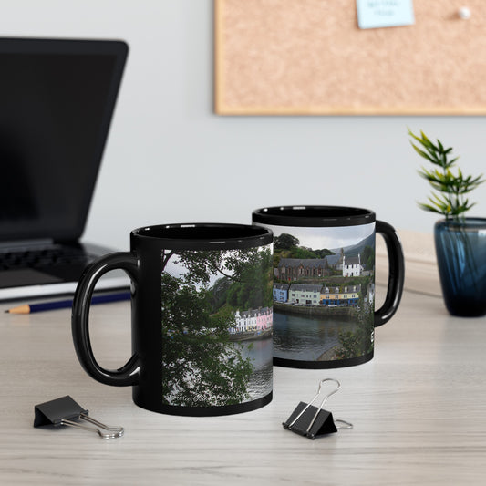 Portree Isle of Skye Photo Mug, Scotland Mug, Tea Cup, Coffee Cup, Scottish Landmark, Coloured Buildings, Nature, Scenery, Black