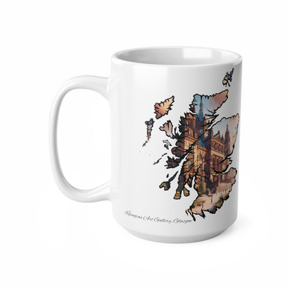 Glasgow Kelvingrove Art Gallery Scotland Map Mug, Coffee Cup, Tea Cup, Scottish Art, Scottish Landmark, Scenery, Nature, White