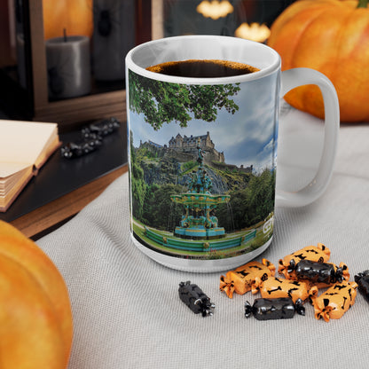 Ross Fountain & Edinburgh Castle Photo Mug, Coffee Cup, Tea Cup, Scotland, White