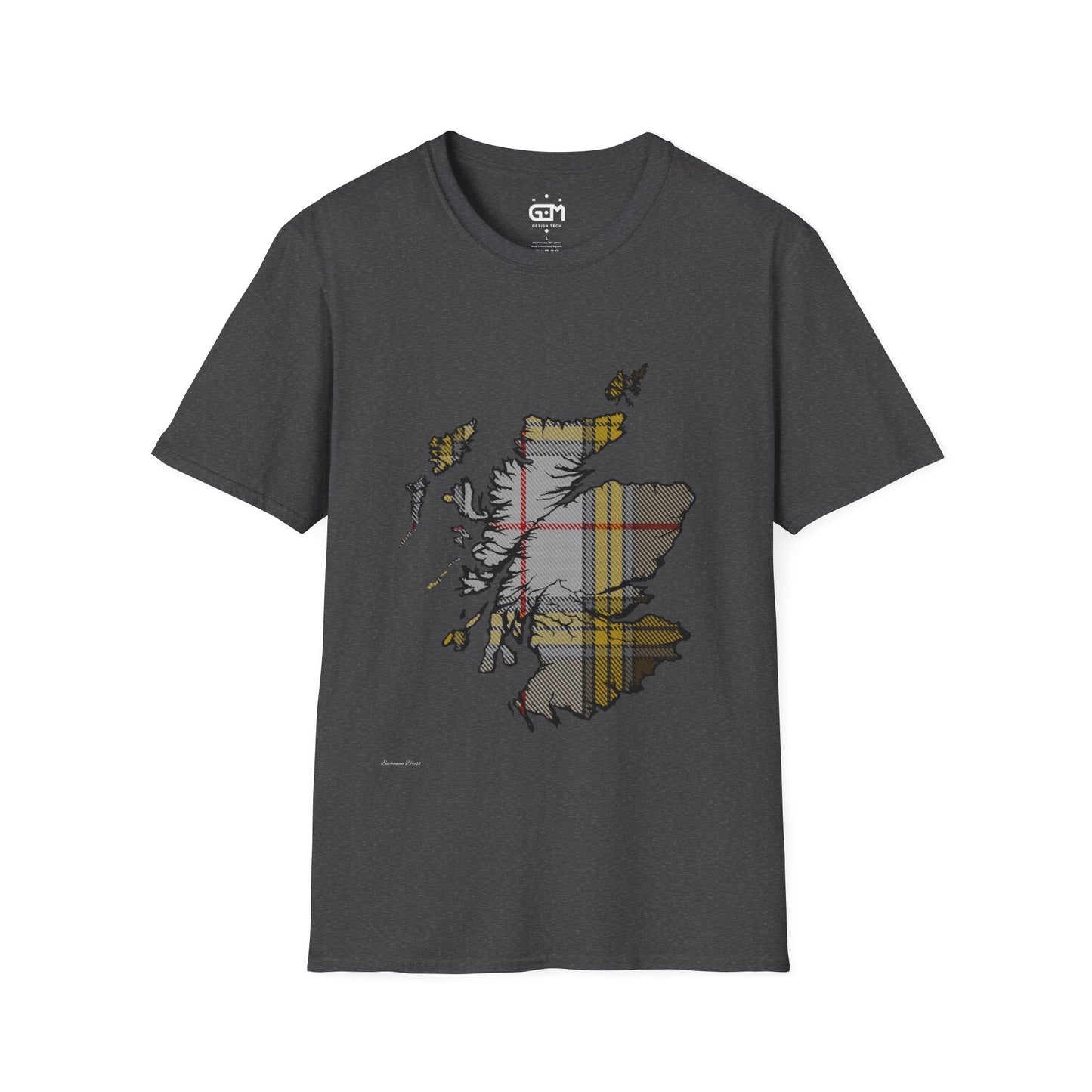 Scotland Tartan Map Softstyle Unisex T-Shirt - Buchanan Dress Tartan Tee