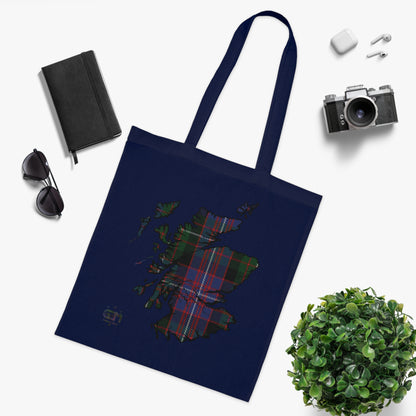 Reversible Scotland Tartan Map Cotton Tote Bag - Rankin Tartan