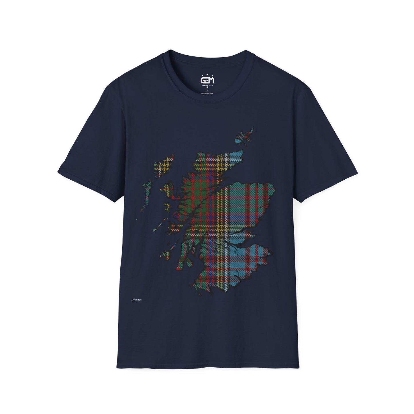 Scotland Tartan Map Softstyle Unisex T-Shirt, Anderson Tartan, Various Colours