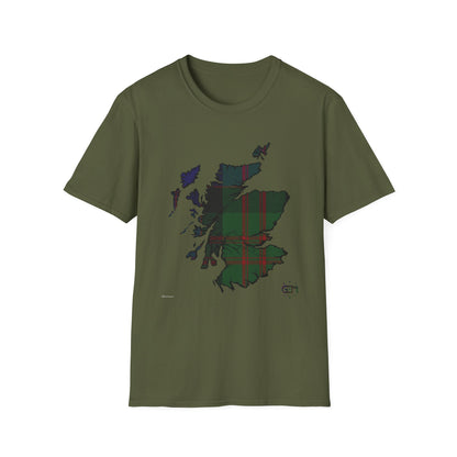 Tartan Scotland Map Softstyle Unisex T-Shirt - MacDonald Tartan Tee