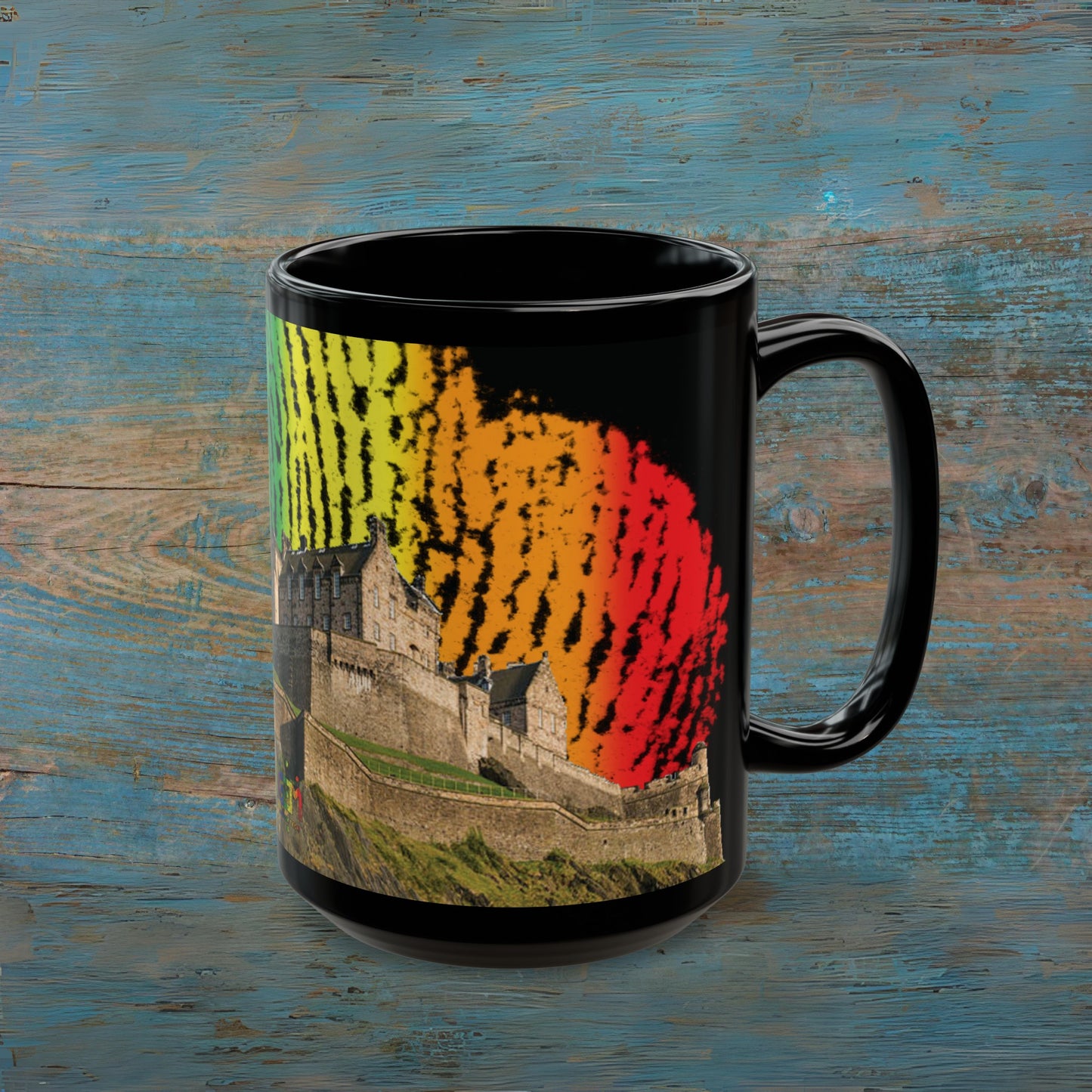 Edinburgh Castle Pride Fingerprint Sky Photo Mug, Black