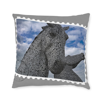 The Kelpies Photo Stamp Square Cushion, Various Sizes