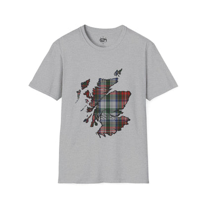 Scotland Tartan Map Softstyle Unisex T-Shirt - Stewart Tartan Tee